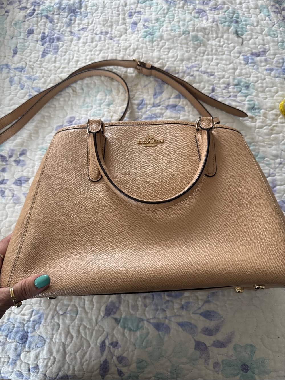 Coach Pebbled Leather Satchel in Tan